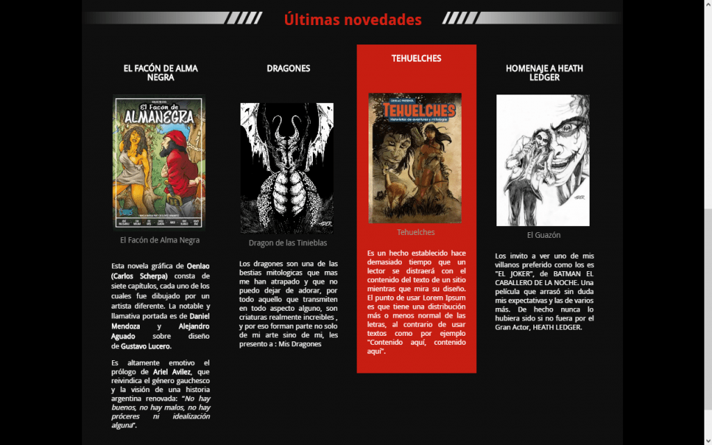 Adercomics.com WP Theme Bloque de columnas de la portada