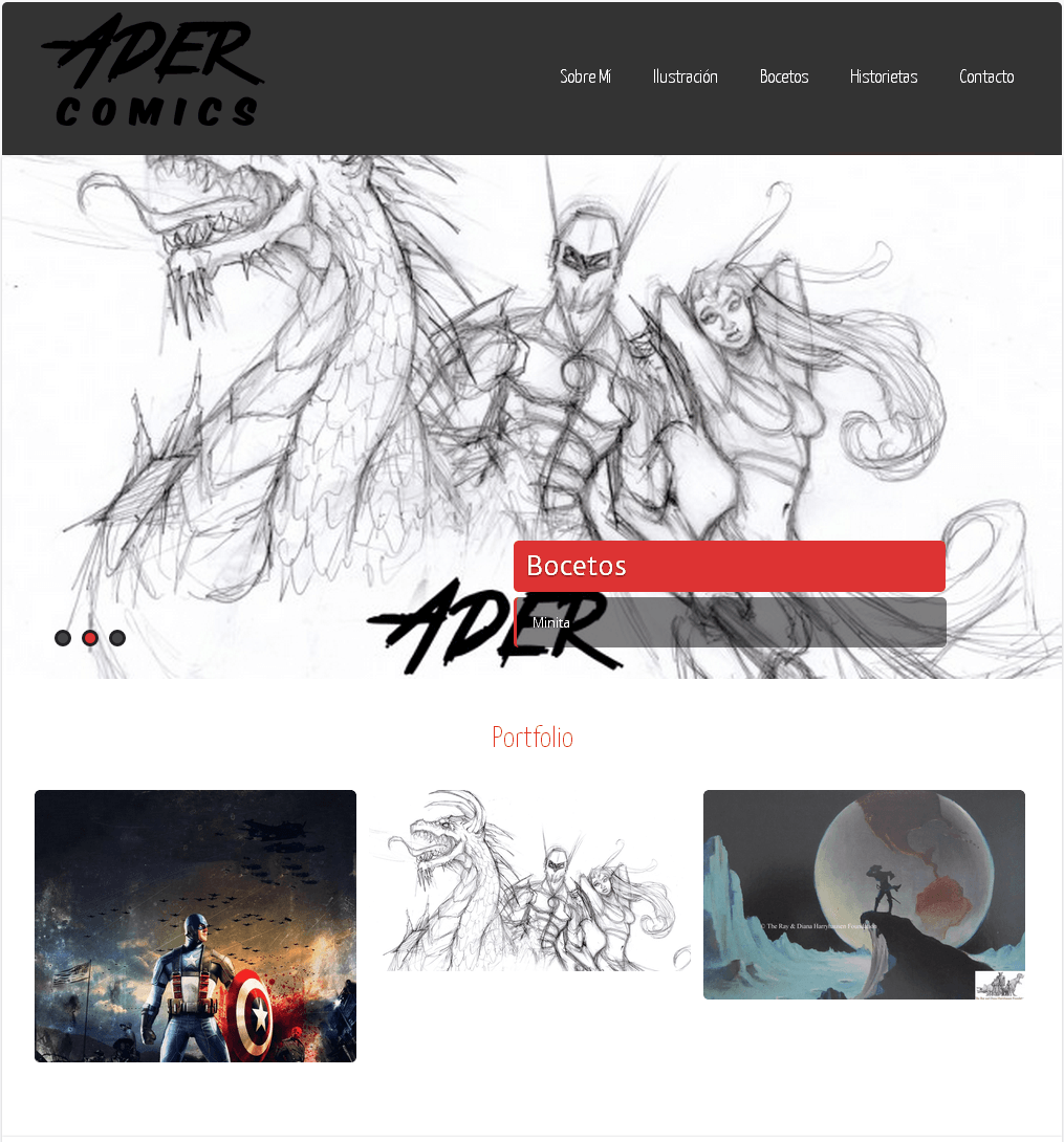 Adercomics.com WP Theme Frontpage (early version)