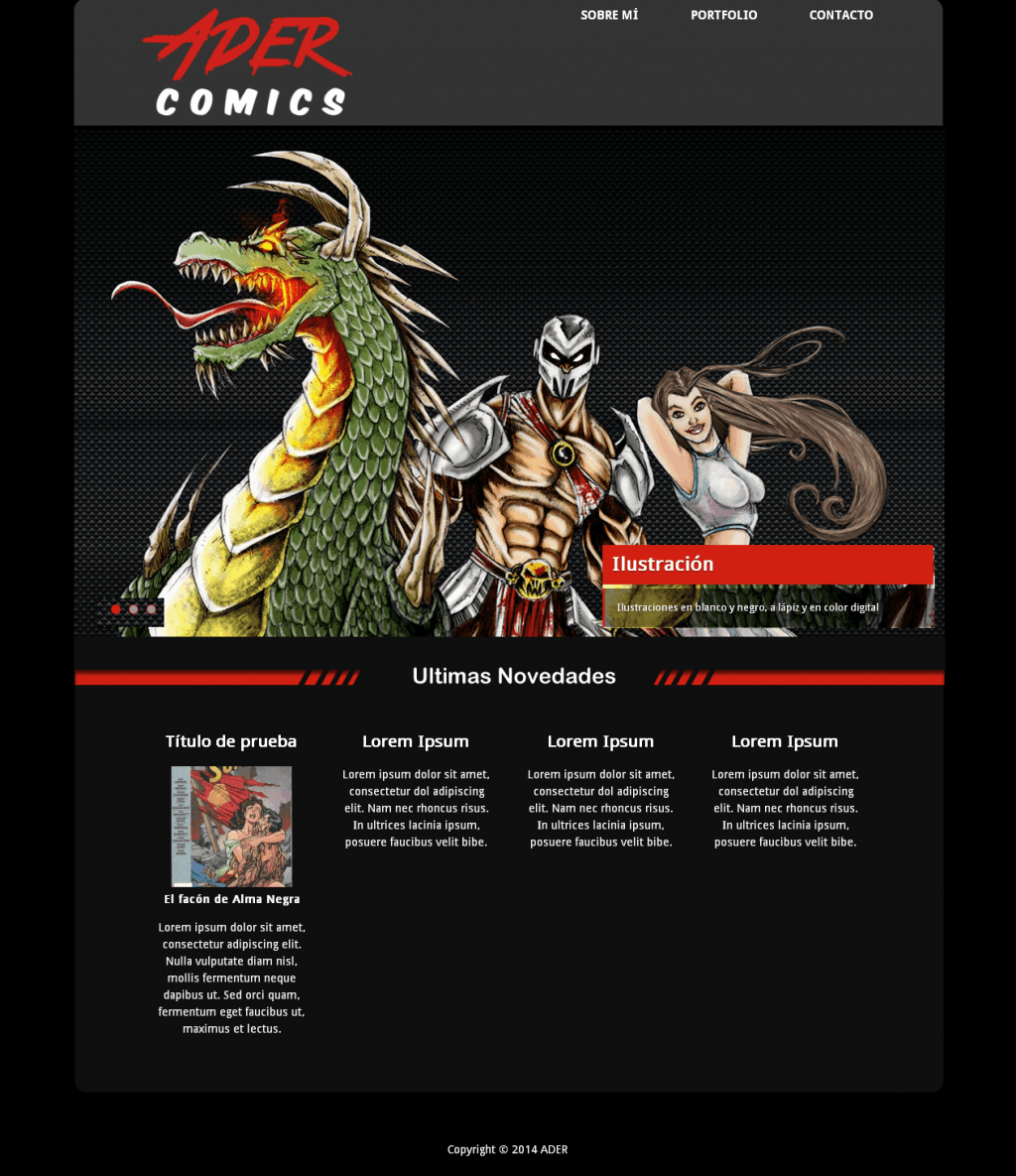 Portada del WP theme de Adercomics.com